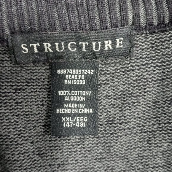Structure Quarter Zip Sweater Men's XXL Long Sleeve Dark Gray Pullover Heavy - Picture 5 of 10